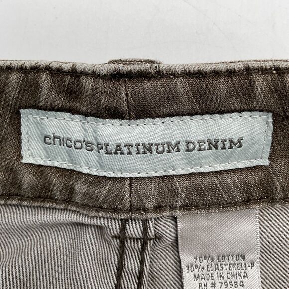 Chico's Platinum Denim Women's Ultimate Fit Slim Leg Jeans Size 2R Pewter Gray - Picture 3 of 10